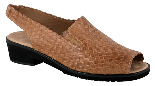 JENNA, LIGHT TAUPE WOVEN LEATHER