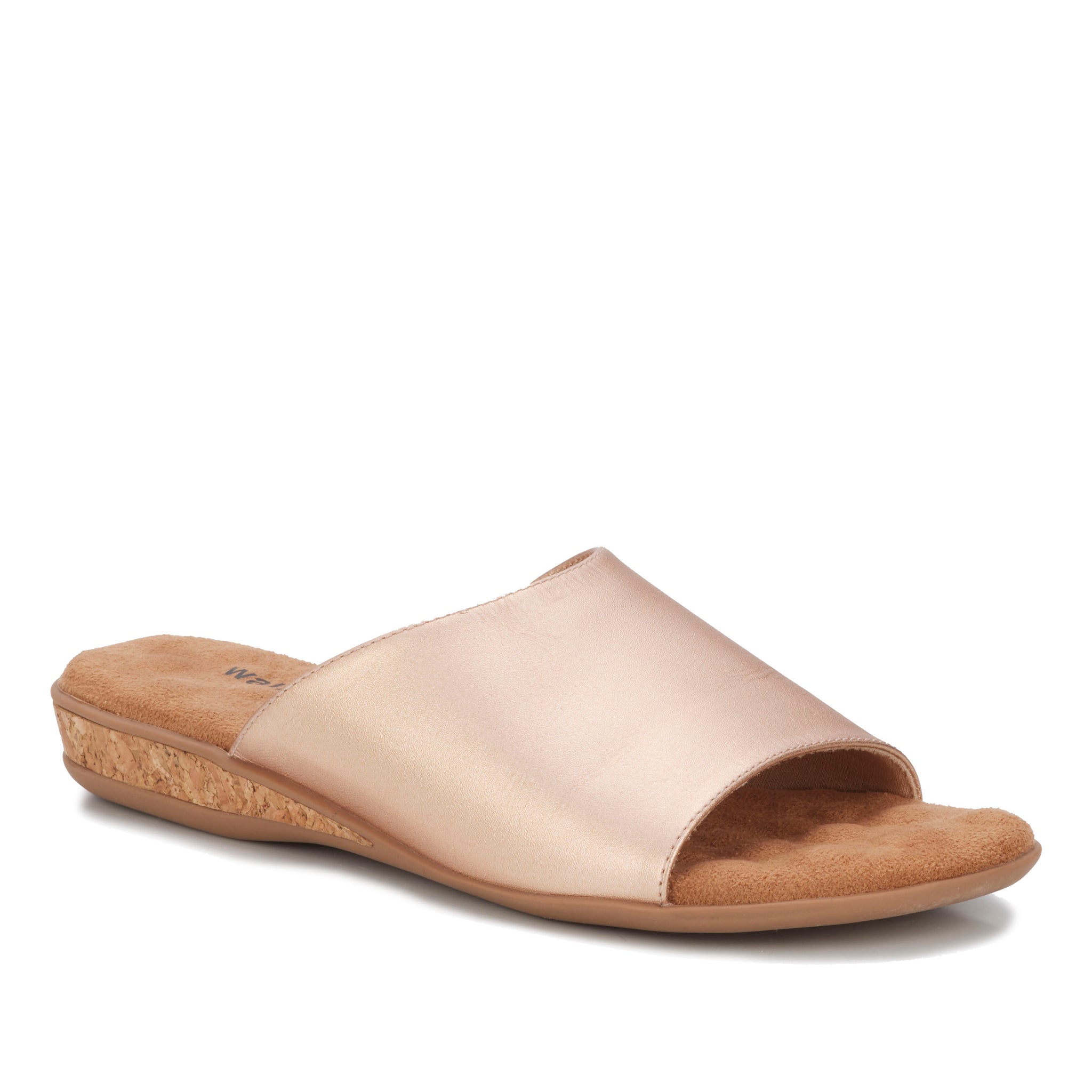 Rose Gold Leather Flat Sandal with Cork 