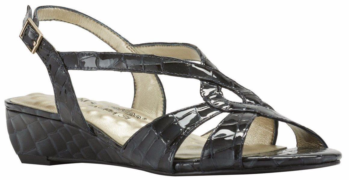 Dixie: Navy Patent Croco Print Leather