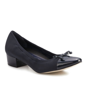Hollis Pump: Navy Micro Fabric with Patent Leather