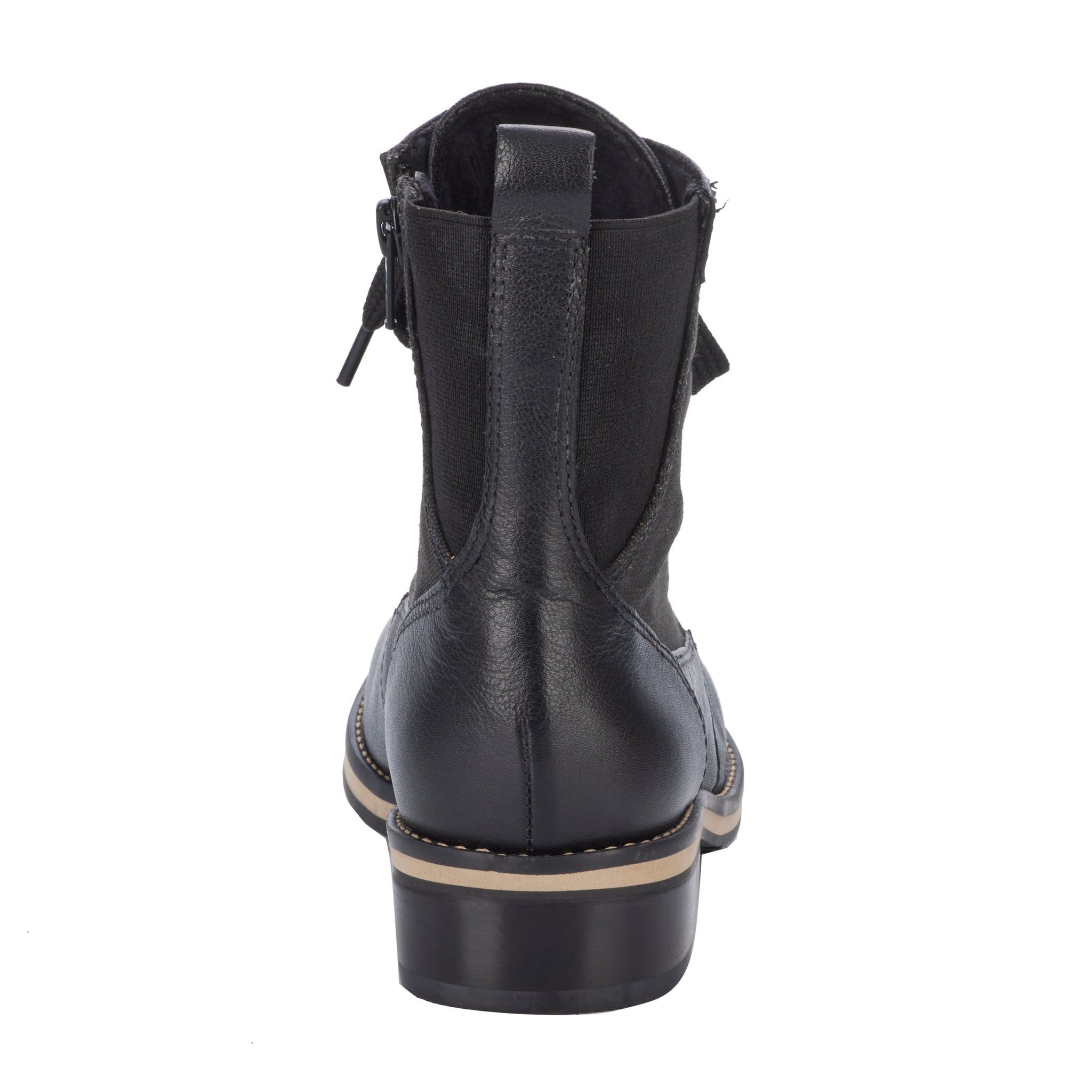 Knox Black Leather & Canvas Lace Up Boot