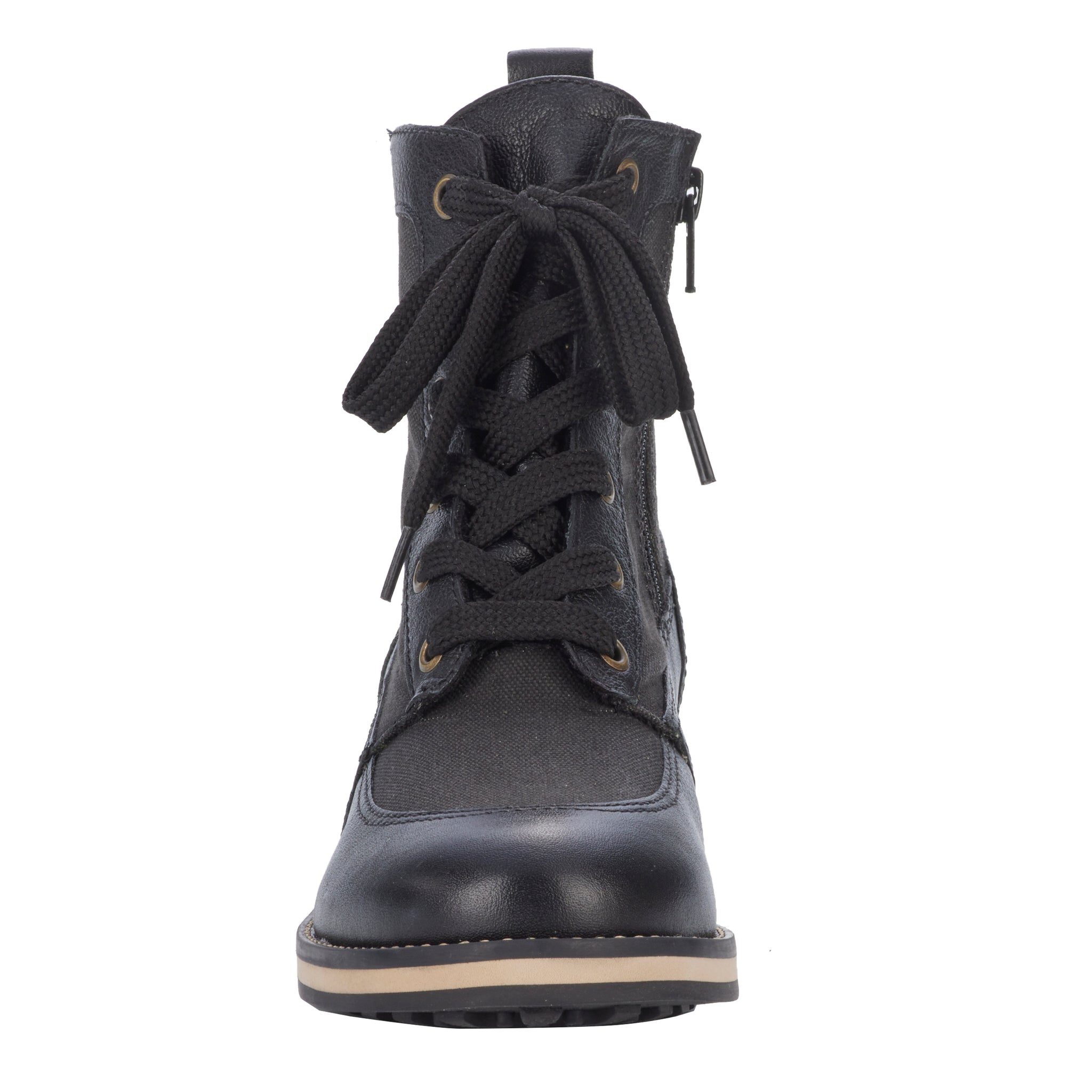 Knox Black Leather & Canvas Lace Up Boot