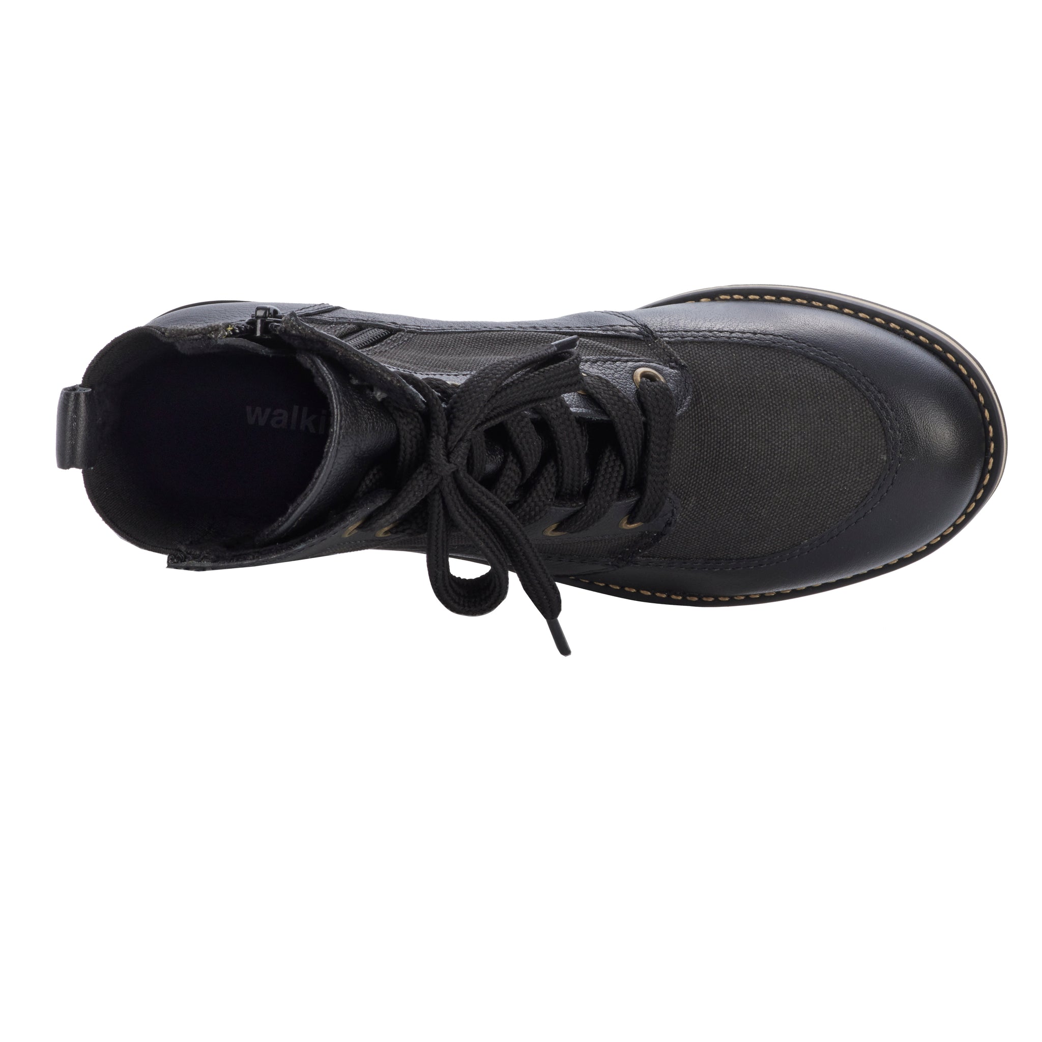 Knox Black Leather & Canvas Lace Up Boot