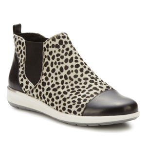 Osmond Bootie: Ivory Cheetah Calf Hair/Black Soft Leather LIMITED STOCK