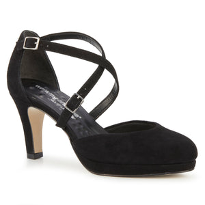 Pammy Platform Heel, Black Suede