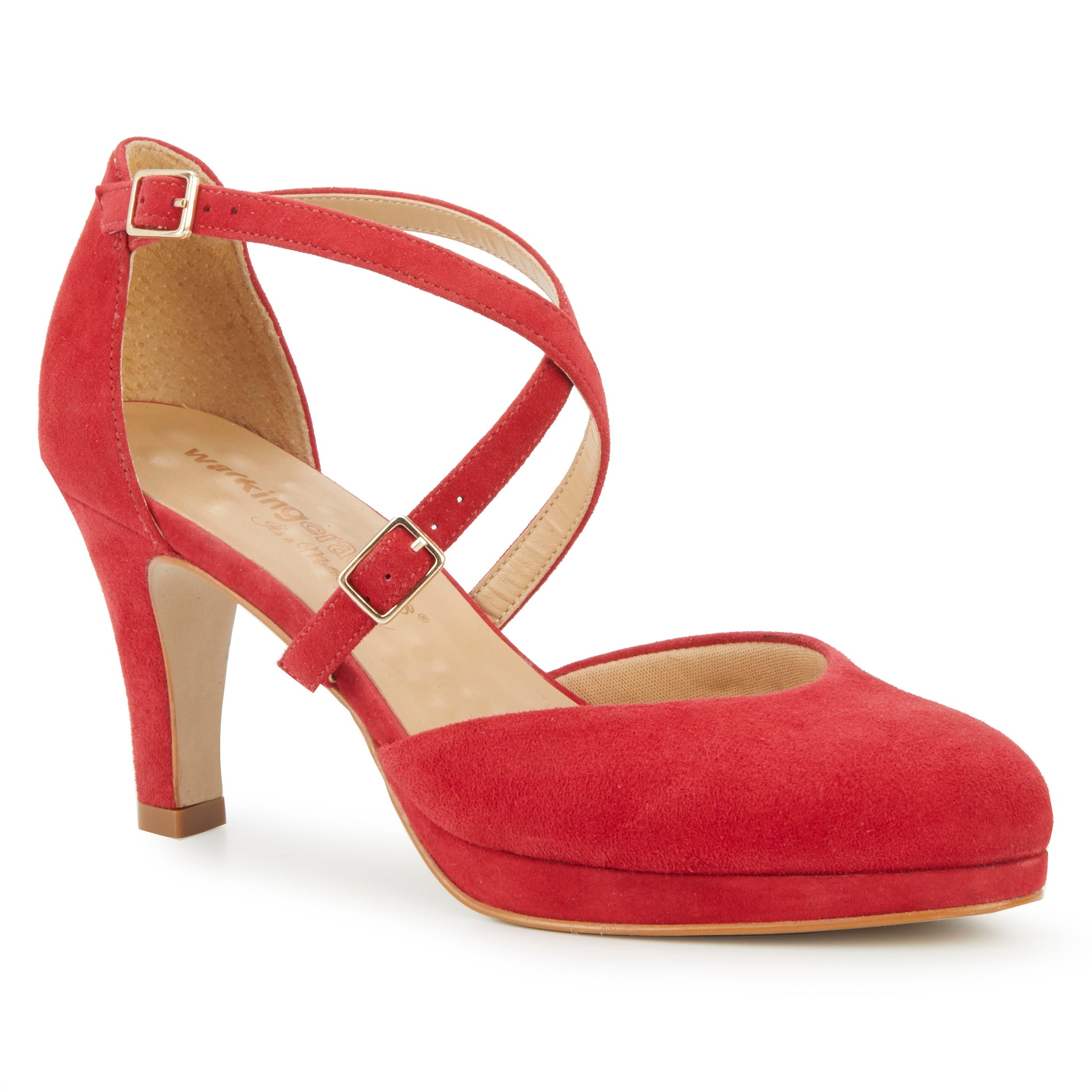 Pammy Platform Heel, Red Suede