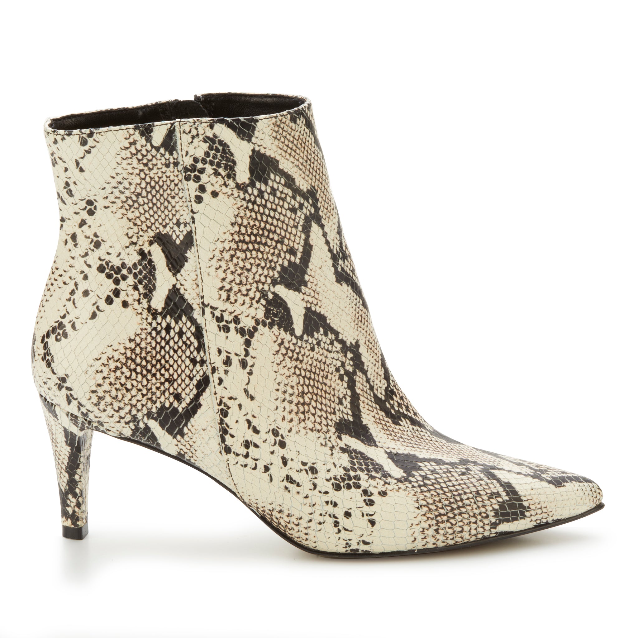 Women's Comfort Bootie- Shine in Black & Bone Snake Print BOUTIQUE COLLECTION 