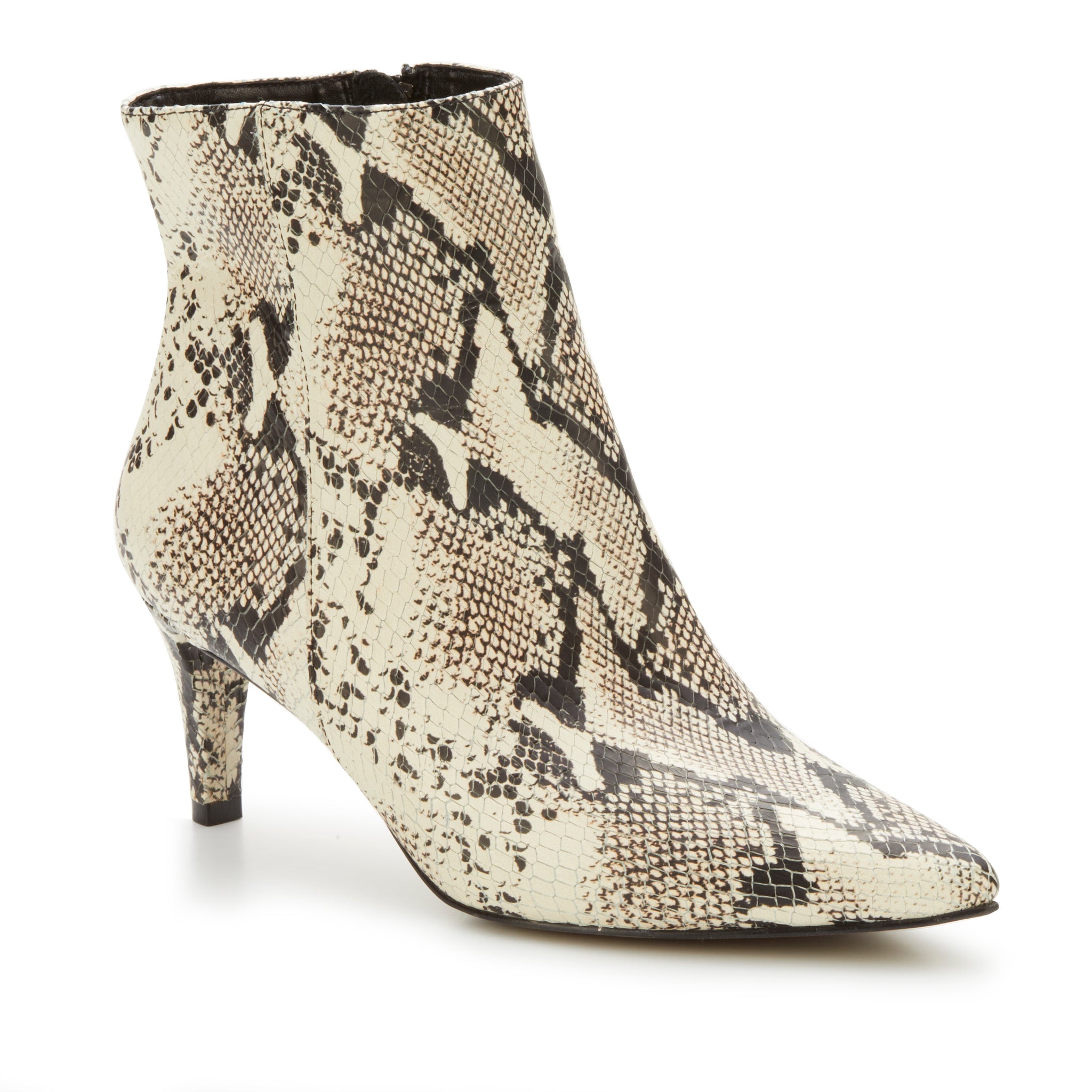 Women's Comfort Bootie- Shine in Black & Bone Snake Print BOUTIQUE COLLECTION
