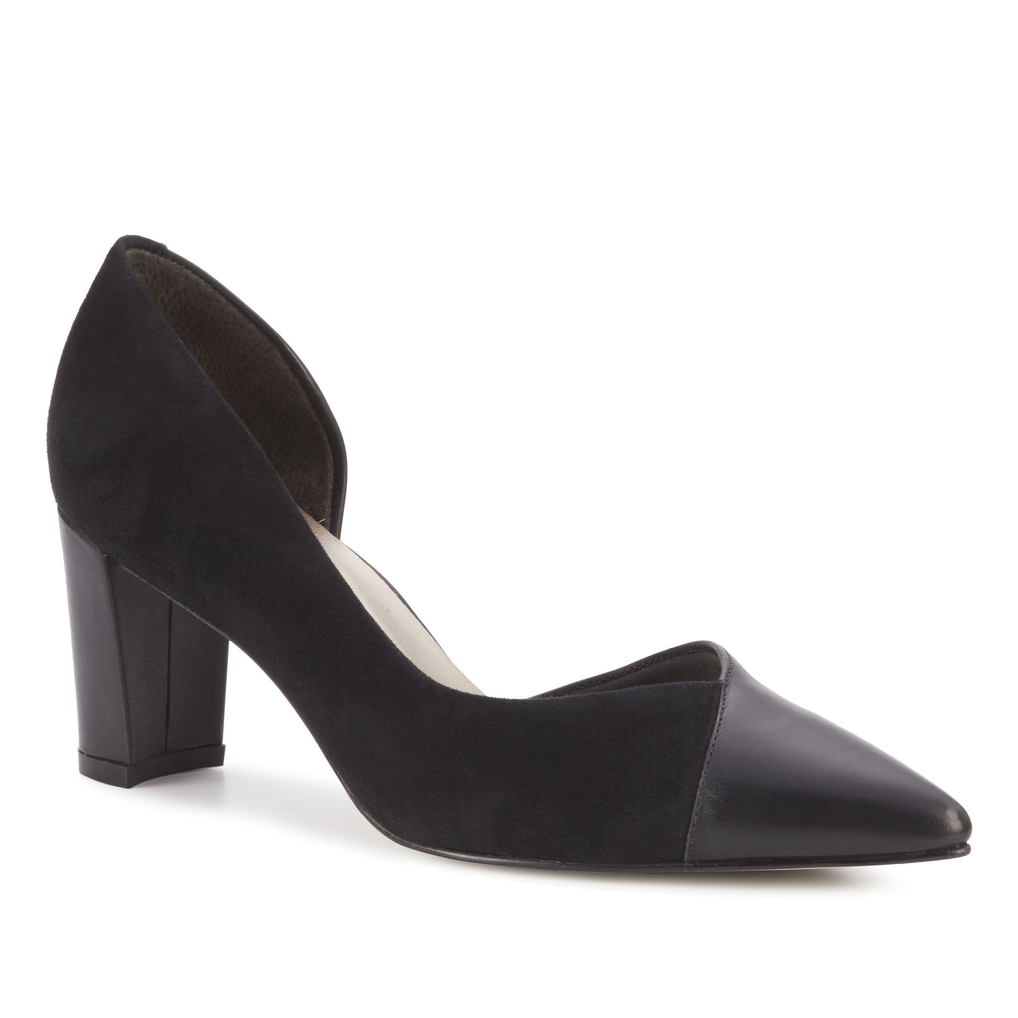 Women's Comfort Pump- Sloan in Black Leather/Black Suede 